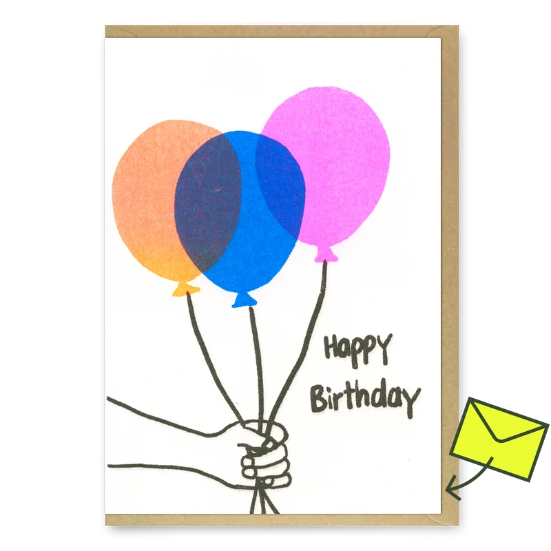 Grußkarte "Happy Birthday Balloons" | Geburtstagskarte | Superjuju