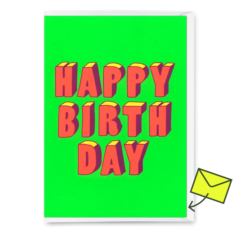 Grußkarte "Happy Birthday 3D-Typo" | Coole Klappkarte zum Geburtstag
