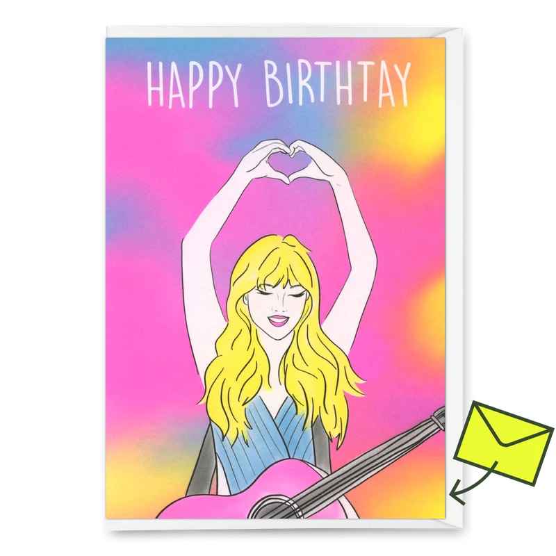 Grußkarte "Happy Birth-Tay" | Ausgefallene Klappkarte zum Geburtstag
