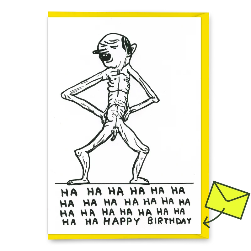 Grußkarte "Ha Ha Happy Birthday" | Lustige Klappkarte | David Shrigley