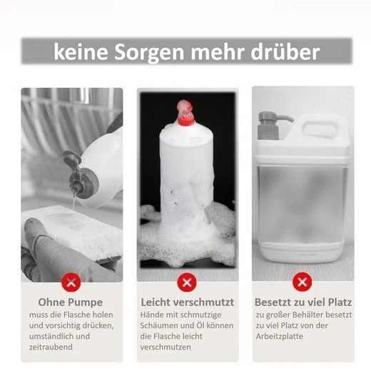 CRELIV Spülmittelspender für Küche Aufbewahrung, 2-in-1 Dosierspender mit Schwammhalter (1-tlg), Einhand-Bedienung durch das ''DRÜCKEN & PUMPEN'' Design