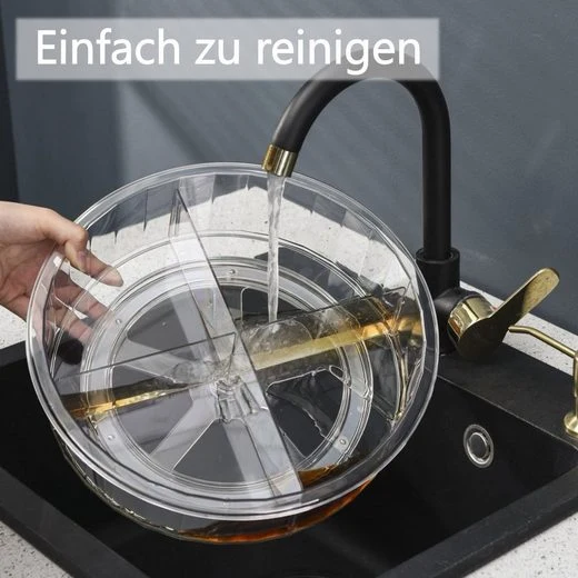 CRELIV Gewürzregal Drehbar, 30cm bis zu 4 Fächer Unterteilt, Organizer für Küche Aufbewahrung
