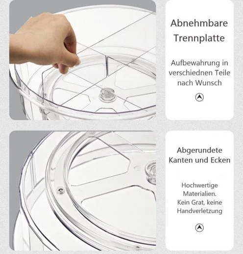 CRELIV Gewürzregal Drehbar, 30cm bis zu 4 Fächer Unterteilt, Organizer für Küche Aufbewahrung