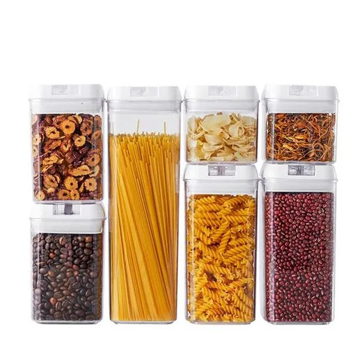 CRELIV Vorratsdose 7 Stück für KÜCHE, Aufbewahrungsbox aus Plastik mit Deckel, Luftdicht & Stapelbar, BPA Frei, schön Geschenkbox verpackt, 1 Packung, 7-tlg., Kühlschrank geeignet