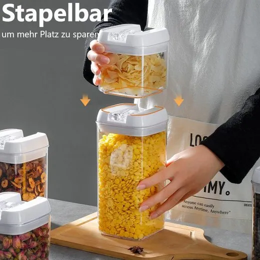 CRELIV Vorratsdose 7 Stück für KÜCHE, Aufbewahrungsbox aus Plastik mit Deckel, Luftdicht & Stapelbar, BPA Frei, schön Geschenkbox verpackt, 1 Packung, 7-tlg., Kühlschrank geeignet