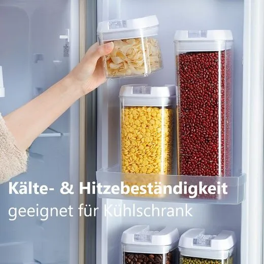 CRELIV Vorratsdose 7 Stück für KÜCHE, Aufbewahrungsbox aus Plastik mit Deckel, Luftdicht & Stapelbar, BPA Frei, schön Geschenkbox verpackt, 1 Packung, 7-tlg., Kühlschrank geeignet