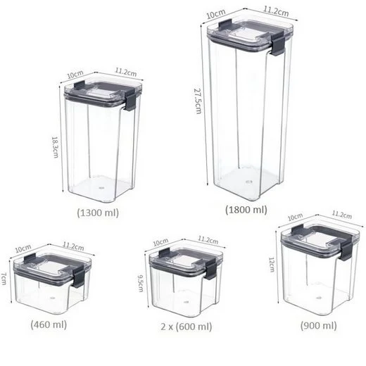 CRELIV Vorratsdose 6 Stück für KÜCHE, Aufbewahrungsbox aus Plastik mit Deckel, Luftdicht & Stapelbar, BPA Frei, schön Geschenkbox verpackt, 1 Packung, 6-tlg., Kühlschrank geeignet