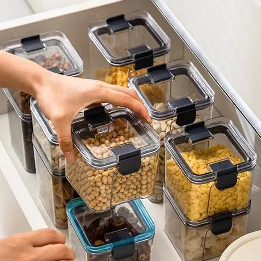 CRELIV Vorratsdose 6 Stück für KÜCHE, Aufbewahrungsbox aus Plastik mit Deckel, Luftdicht & Stapelbar, BPA Frei, schön Geschenkbox verpackt, 1 Packung, 6-tlg., Kühlschrank geeignet