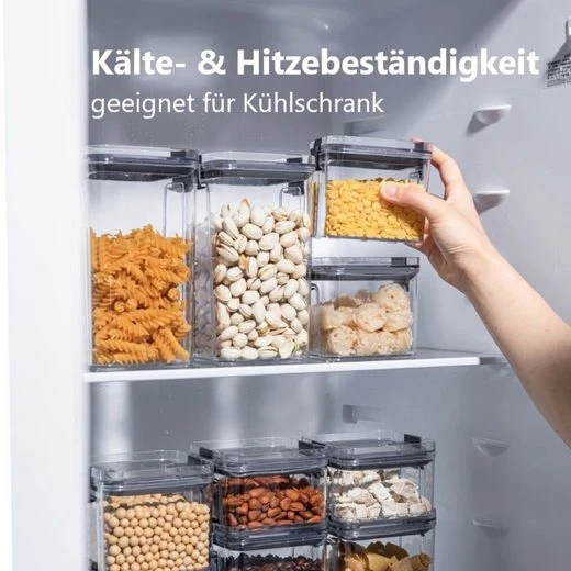 CRELIV Vorratsdose 6 Stück für KÜCHE, Aufbewahrungsbox aus Plastik mit Deckel, Luftdicht & Stapelbar, BPA Frei, schön Geschenkbox verpackt, 1 Packung, 6-tlg., Kühlschrank geeignet