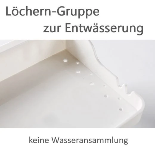 CRELIV Duschablage mit 4 Haken für BADEZIMMER oder KÜCHE, Schnelle Montage. OHNE Bohren