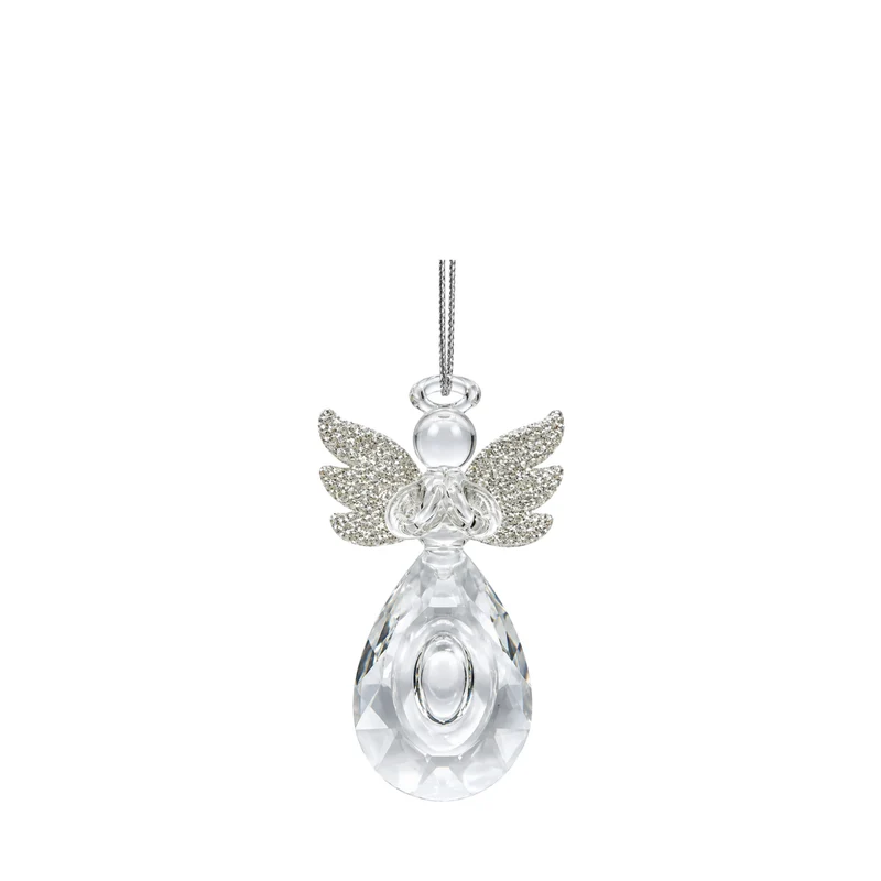 Glaskugel Engel m. Glitzer
