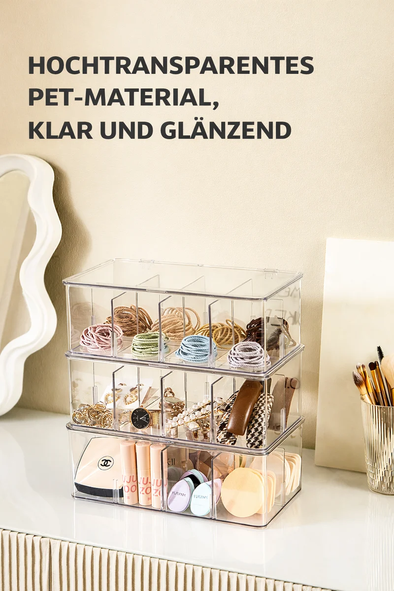 CRELIV Allzweckkiste Organizer mit Fächern – Stapelbare Aufbewahrungsbox