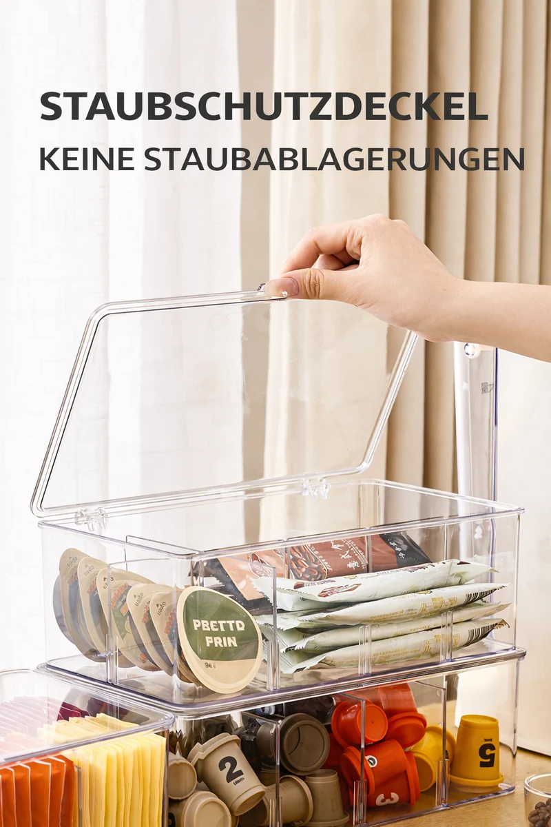 CRELIV Allzweckkiste Organizer mit Fächern – Stapelbare Aufbewahrungsbox