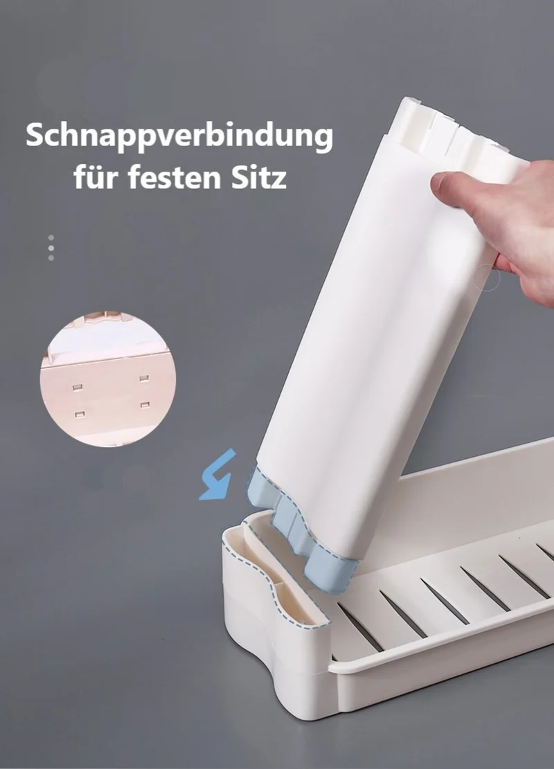 CRELIV Regal für KÜCHE oder BADEZIMMER, Regalwagen mit 3 Etagen und 4 Haken, platzsparend Ordnungswagen