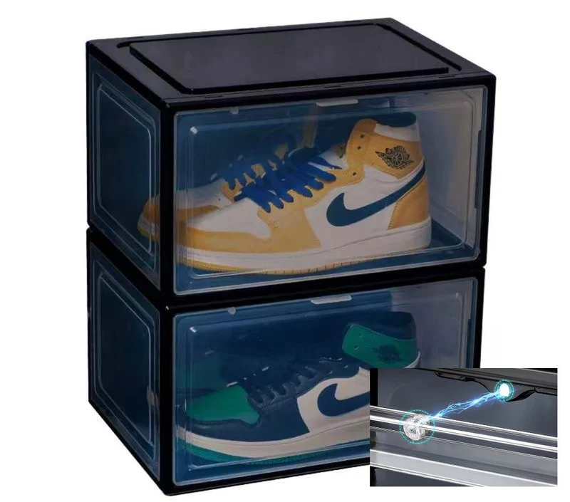 CRELIV Schuhbox (ab 2 Stück), hochwertige Schuhkiste, Schuhaufbewahrung als idealer Ersatz von Schuhschrank, Stapelbox mit magnetischer Seitenöffnung für Garderobe, für Schuhe bis Größe 48
