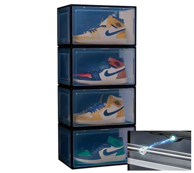 CRELIV Schuhbox (ab 2 Stück), hochwertige Schuhkiste, Schuhaufbewahrung als idealer Ersatz von Schuhschrank, Stapelbox mit magnetischer Seitenöffnung für Garderobe, für Schuhe bis Größe 48