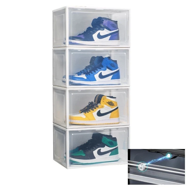 CRELIV Schuhbox (ab 2 Stück), hochwertige Schuhkiste, Schuhaufbewahrung als idealer Ersatz von Schuhschrank, Stapelbox mit magnetischer Seitenöffnung für Garderobe, für Schuhe bis Größe 48
