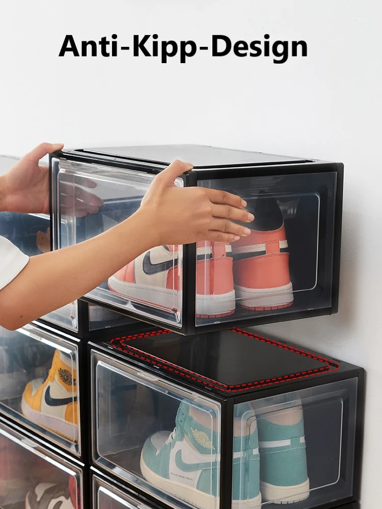 CRELIV Schuhbox (ab 2 Stück), hochwertige Schuhkiste, Schuhaufbewahrung als idealer Ersatz von Schuhschrank, Stapelbox mit magnetischer Seitenöffnung für Garderobe, für Schuhe bis Größe 48