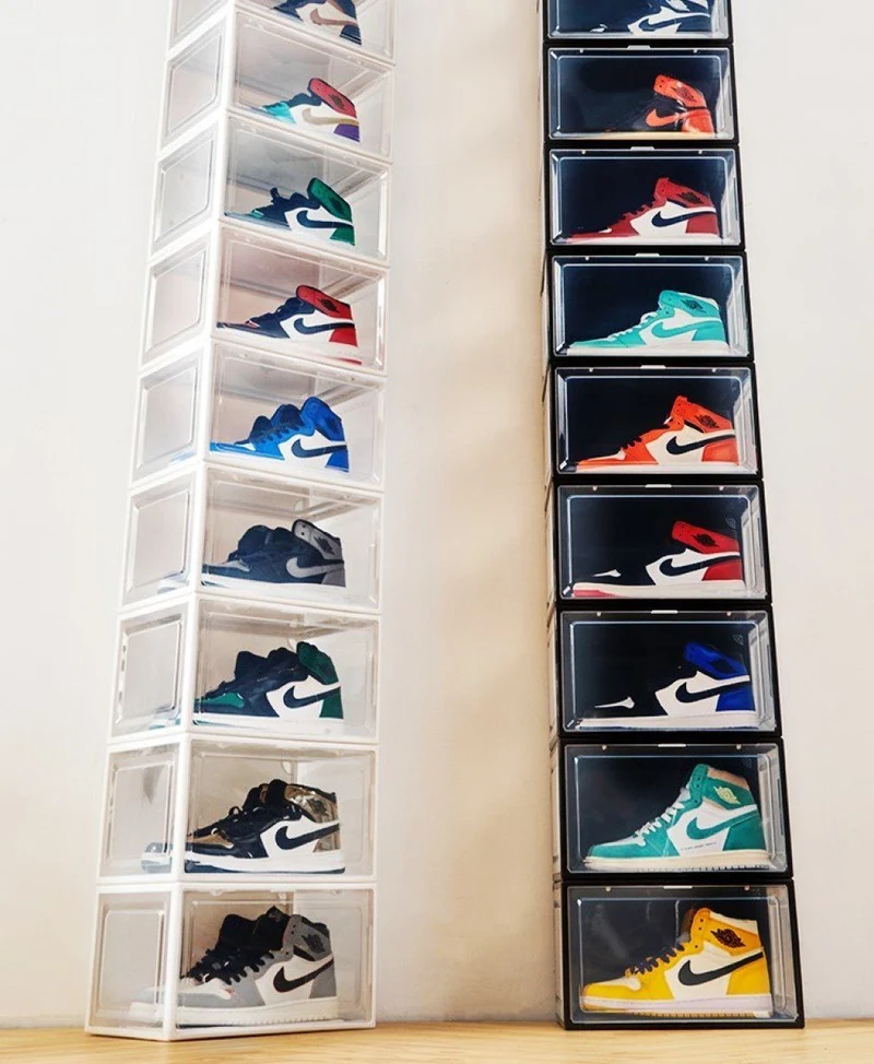 CRELIV Schuhbox (ab 2 Stück), hochwertige Schuhkiste, Schuhaufbewahrung als idealer Ersatz von Schuhschrank, Stapelbox mit magnetischer Seitenöffnung für Garderobe, für Schuhe bis Größe 48