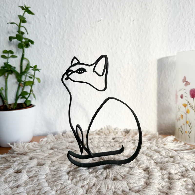 Katze 4 Line Art Deko
