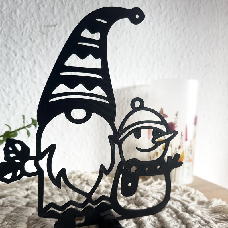 Wichtel mit Schneemann Aufsteller