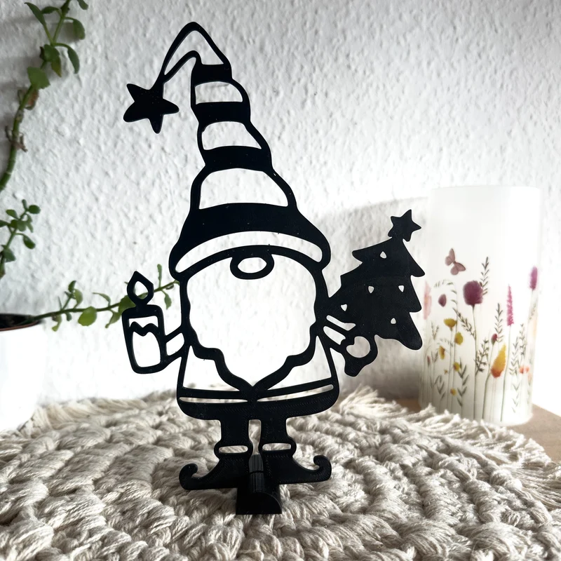 Wichtel mit Kerze & Weihnachtsbaum Aufsteller