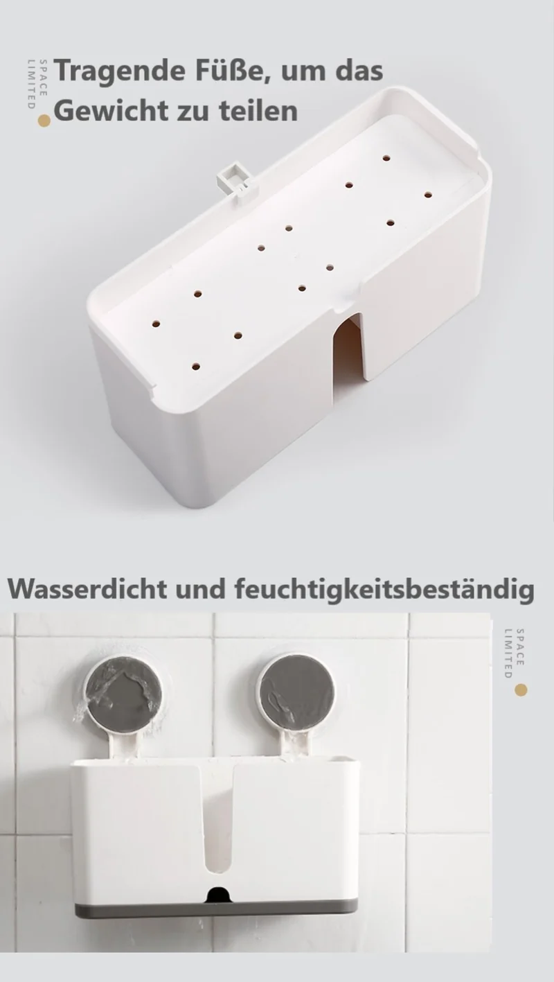 CRELIV Badorganizer für BADEZIMMER, Ordnungsbox mit Zahnbürstenhalter & Rasiererhalter, OHNE Bohren