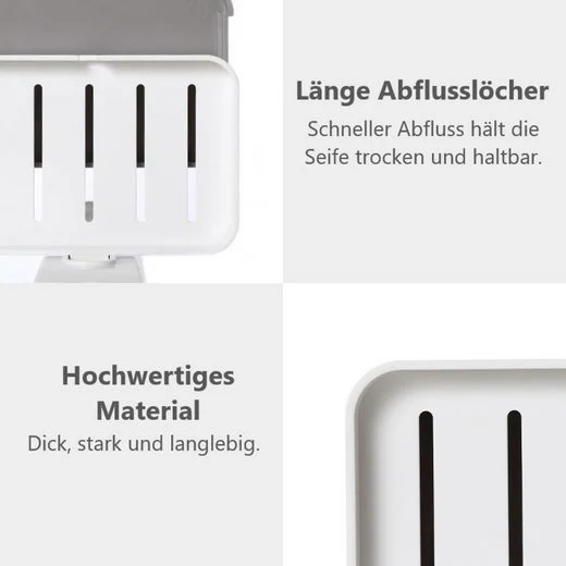 CRELIV Seifenschale (Einzelschale) für BADEZIMMER oder KÜCHE, mit Schubladen-Tropfschale, Wasser fällt in der Unterplatte, OHNE Bohren