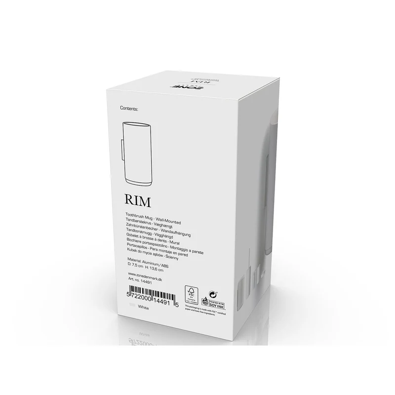 Zone Denmark Zahnbürstenbecher für Wand Rim 13,6 cm White
