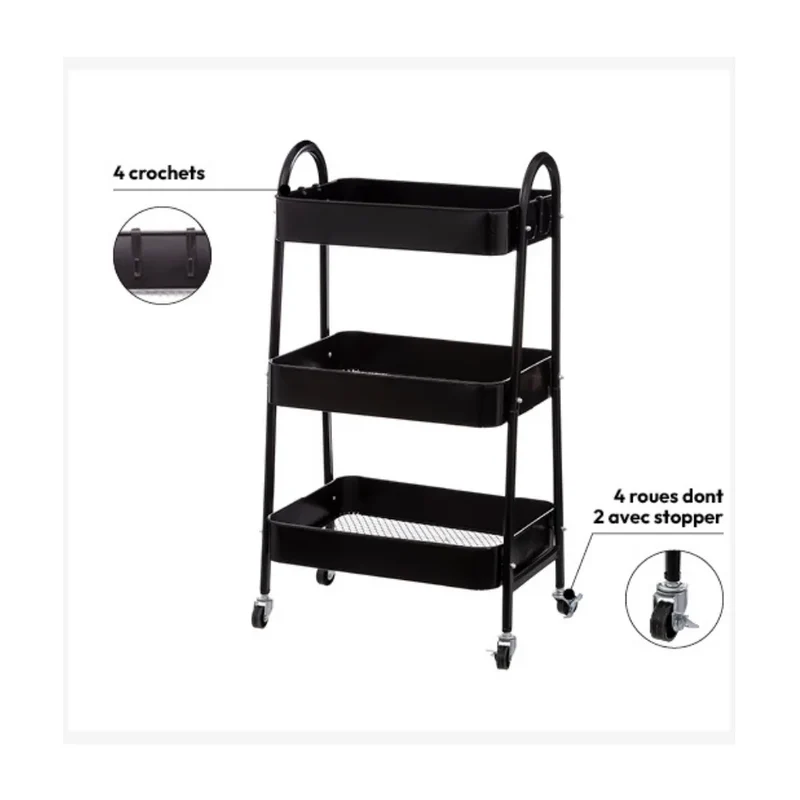 Metalen trolley zwart 3 laags Five®