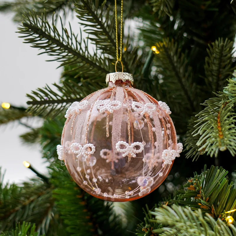 Weihnachtskugel m. Perlenband
