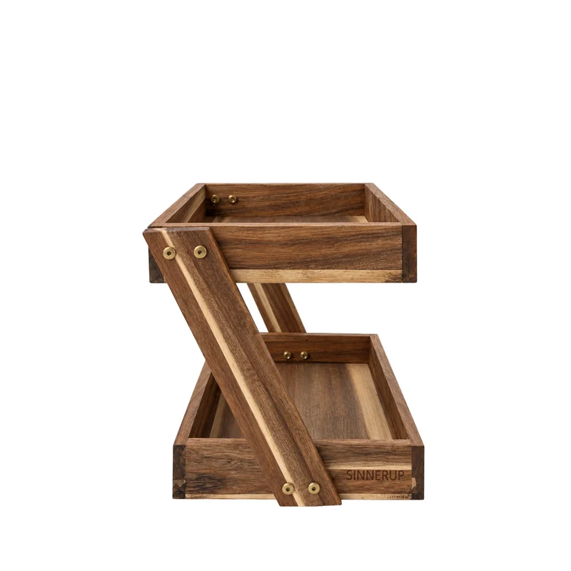 Küchenablage aus Akazienholz – 2 Ebenen