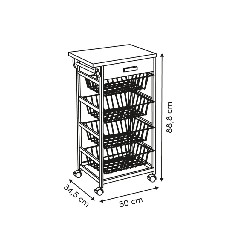 Houten keukentrolley met opbergmanden Five®