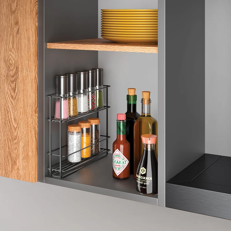 Gewürzregal ausziehbar grau Metaltex - Smart Kitchen