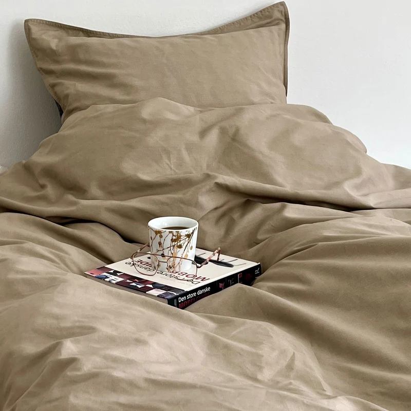 Percale-Bettwäsche 140x200 cm in der Farbe Mud