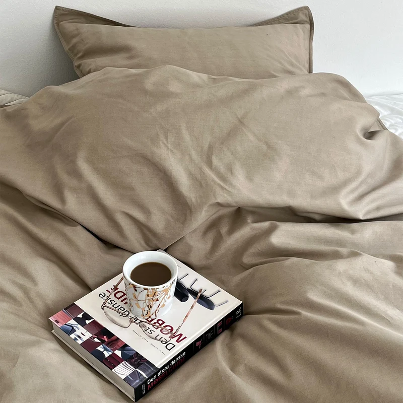 Percale-Bettwäsche 140x200 cm in der Farbe Mud