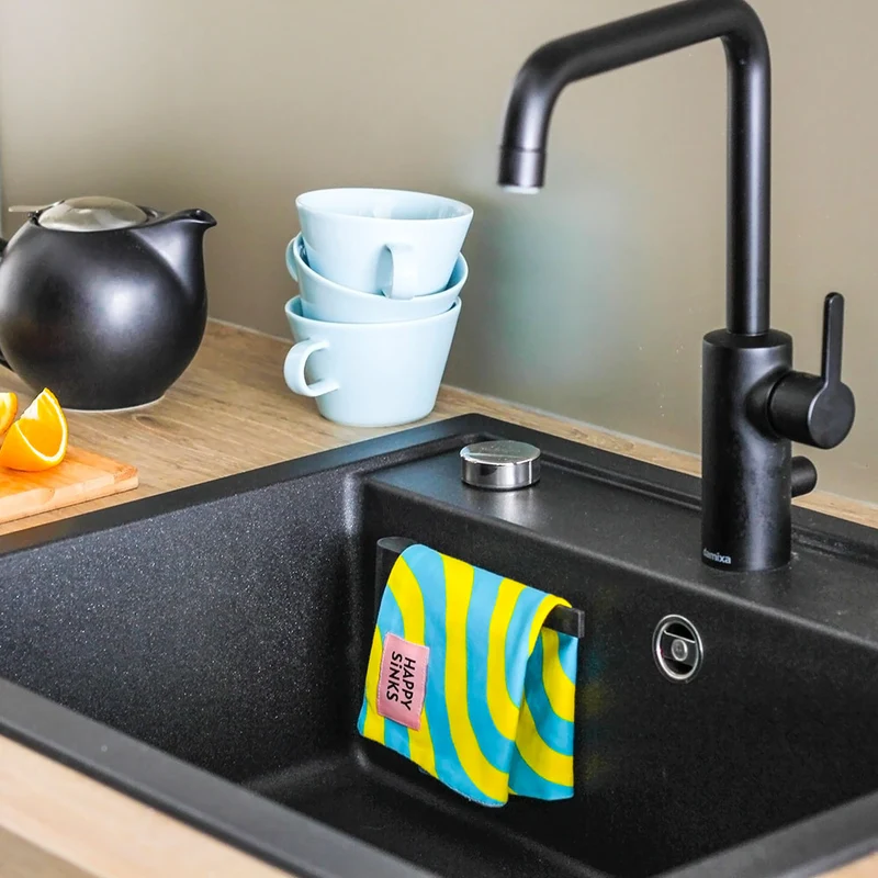 Vaatdoekhouder magnetisch bio zwart - Happy Sinks