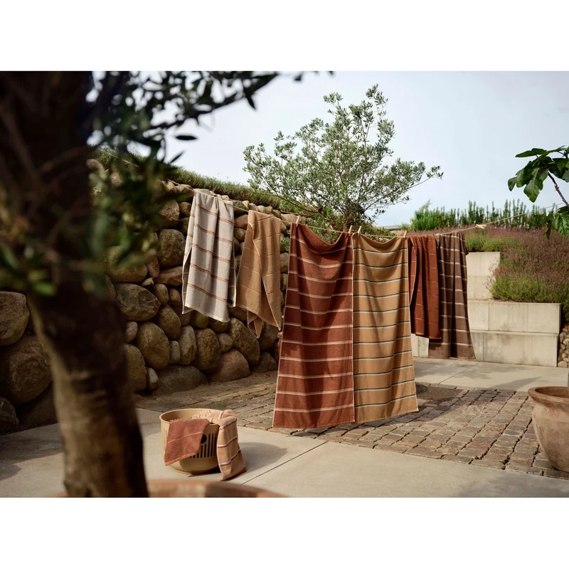 Zone Denmark Handtuch Sauna 50x100 Camel/Ice Blue/Olive Green