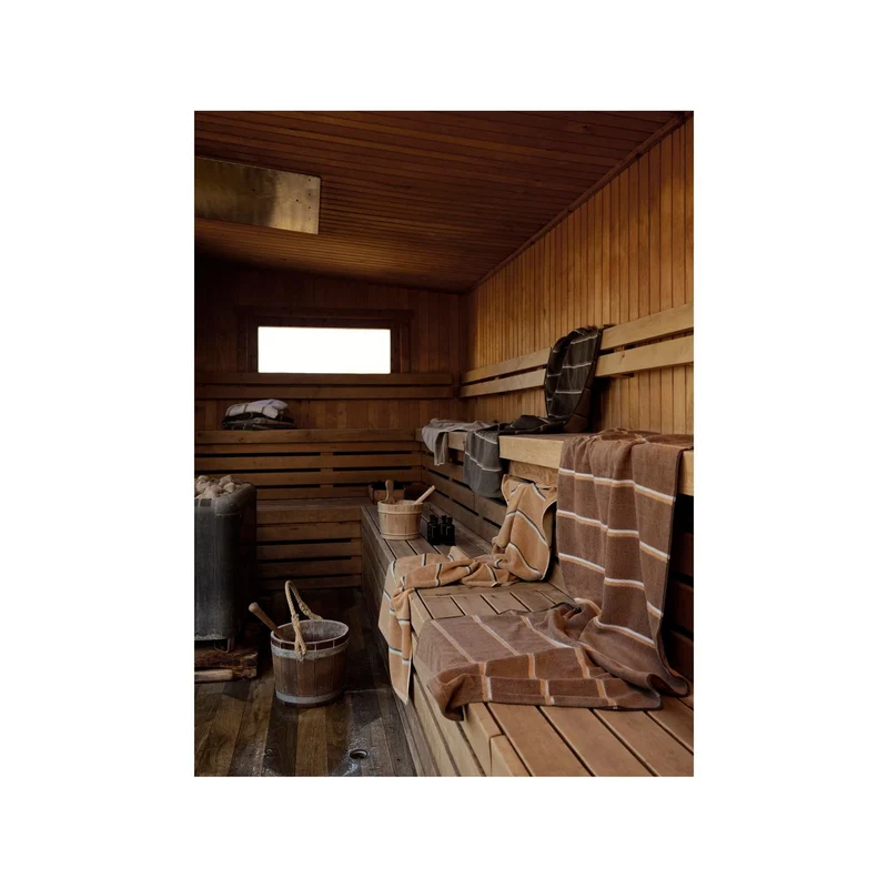 Zone Denmark Handtuch Sauna 50x100 Black/Soft Grey/Camel
