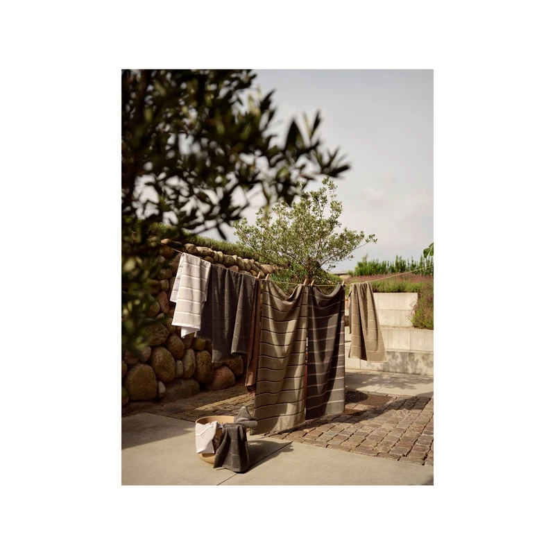 Zone Denmark Badehandtuch Sauna 70x140 White/Soft Grey/Eucalyptus