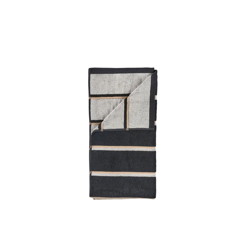 Zone Denmark Badehandtuch Sauna 70x140 Black/Soft Grey/Camel