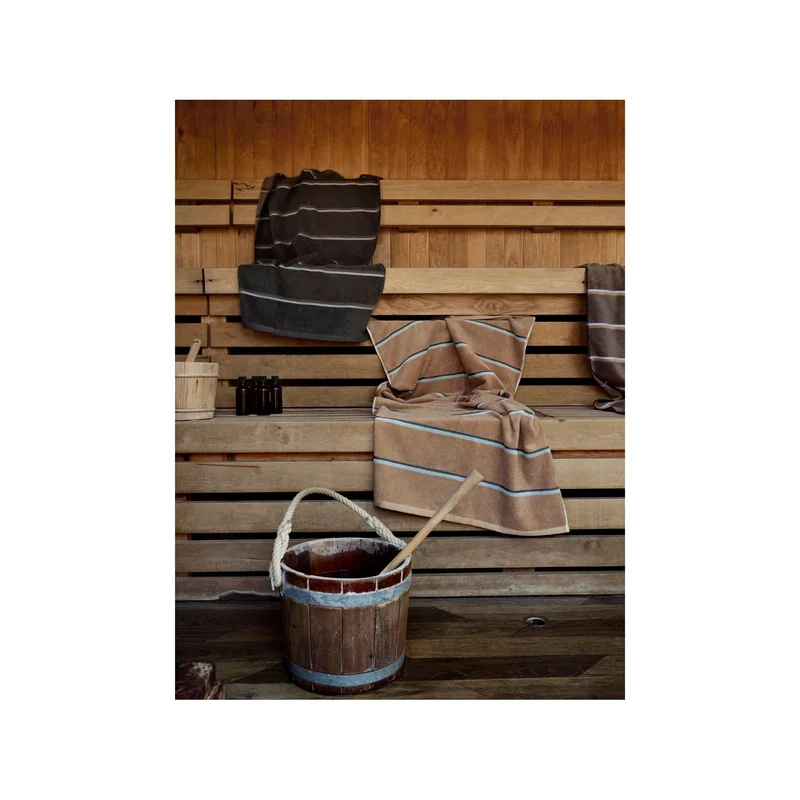 Zone Denmark Badehandtuch Sauna 70x140 Camel/Ice Blue/Olive Green