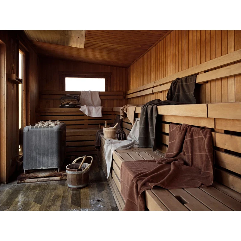 Zone Denmark Badehandtuch Sauna 70x140 Soft Grey/Eucalyptus/Terracotta