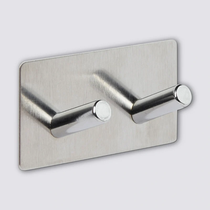 Zwart of Zilver dubbel handdoekhaakje zelfklevend Five® (kleurkeuze niet mogelijk)