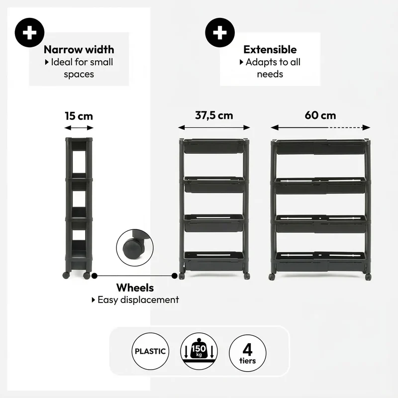 Ausziehbarer schwarzer Trolley Five®