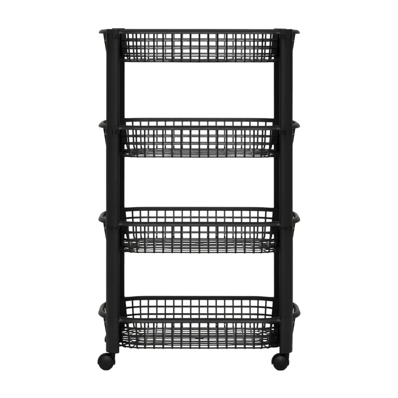 Kunststoff-Trolley schwarz mit 4 Körben Five®