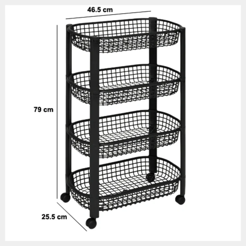 Kunststoff-Trolley schwarz mit 4 Körben Five®