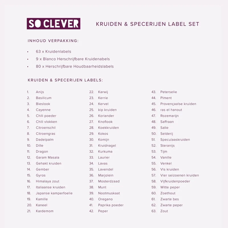 So Clever Gewürzset 24 Gewürzgläser 120 ml mit Ø35mm Etiketten