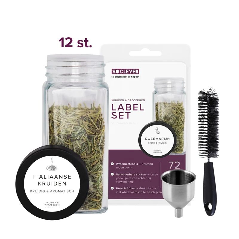 So Clever Gewürzset 12 Gewürzgläser 120 ml mit Ø35mm Etiketten