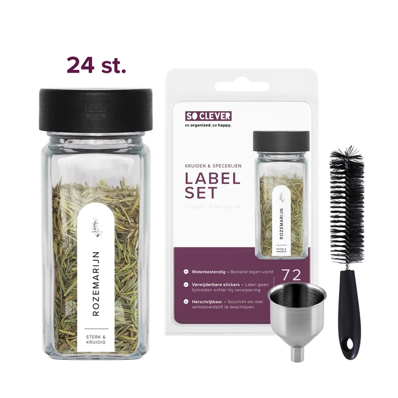 So Clever Gewürzset 24 Gewürzgläser 120 ml mit 15x60mm Etiketten